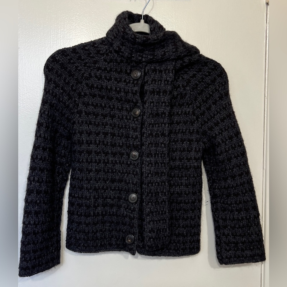 Theory Knit Cashmere Mohair Tie Neck Cardigan Cape Sweater Size P/TP